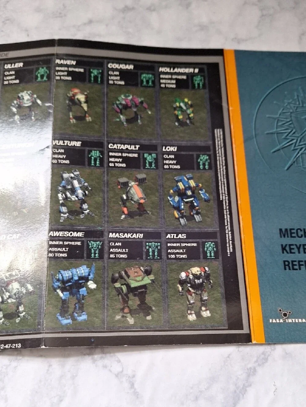 MechCommander Keyboard / Interface Reference Card - Teal